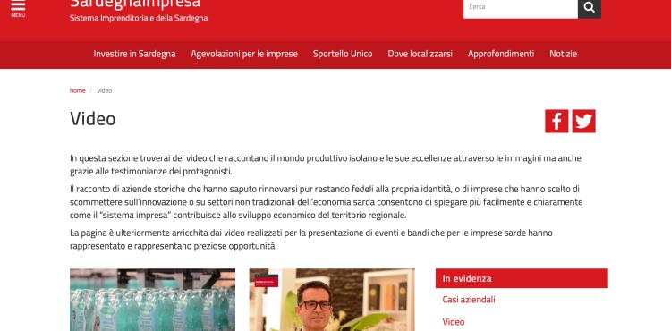 la home della sezione video di Sardegna impresa